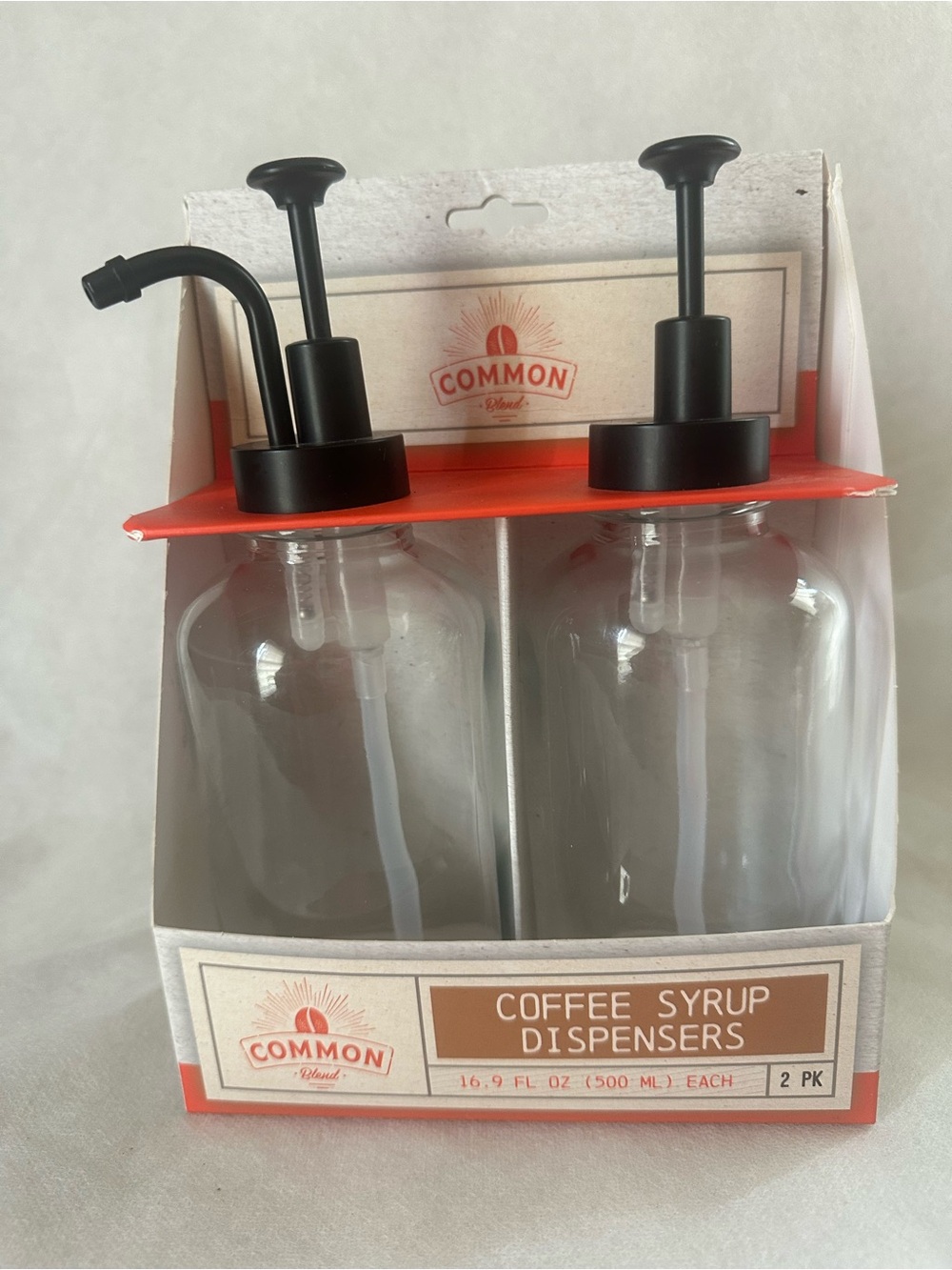 Coffee Syrup Dispenser Set - Clear Bottles with Black Pumps (2 Pack)